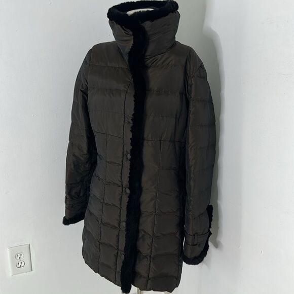 MAXMARA Italy Puffer Coat With Fur Trim USA 12 - Picture 2 of 8